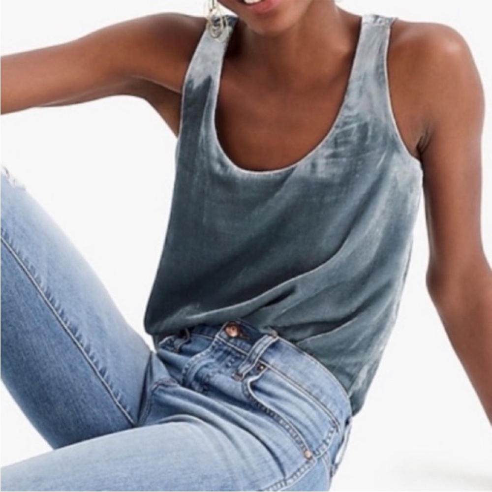 J. Crew Silver Velvet Tank Top Size 6